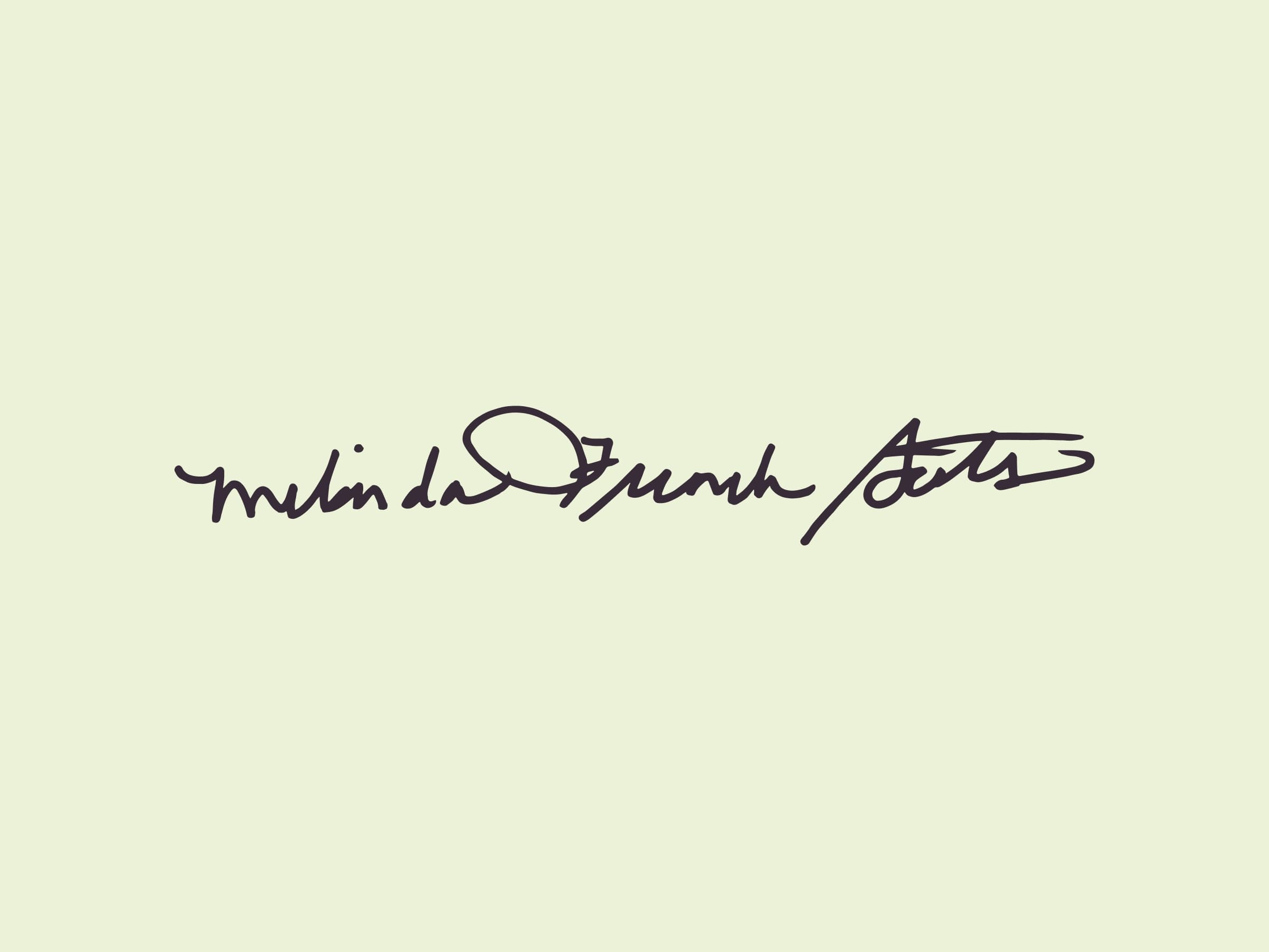 A black, cursive signature on a light beige background.