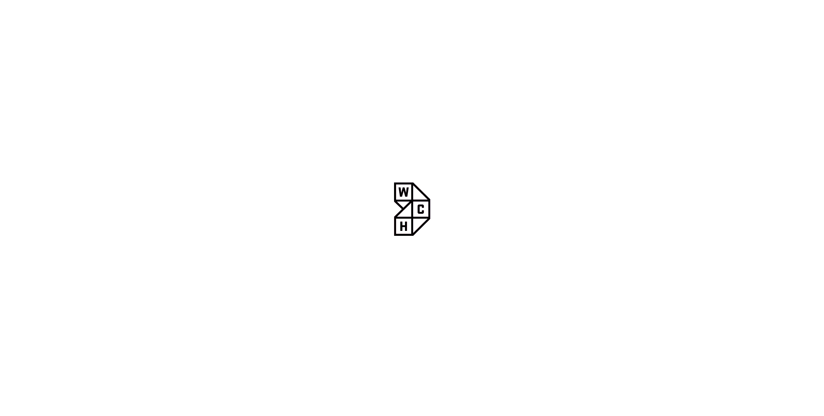 Minimalist geometric logo featuring the letters W, B, Y, and C arranged inside four sections of an abstract diamond shape. The letters are positioned in individual triangular segments forming an arrowhead outline pointing to the right against a white background.