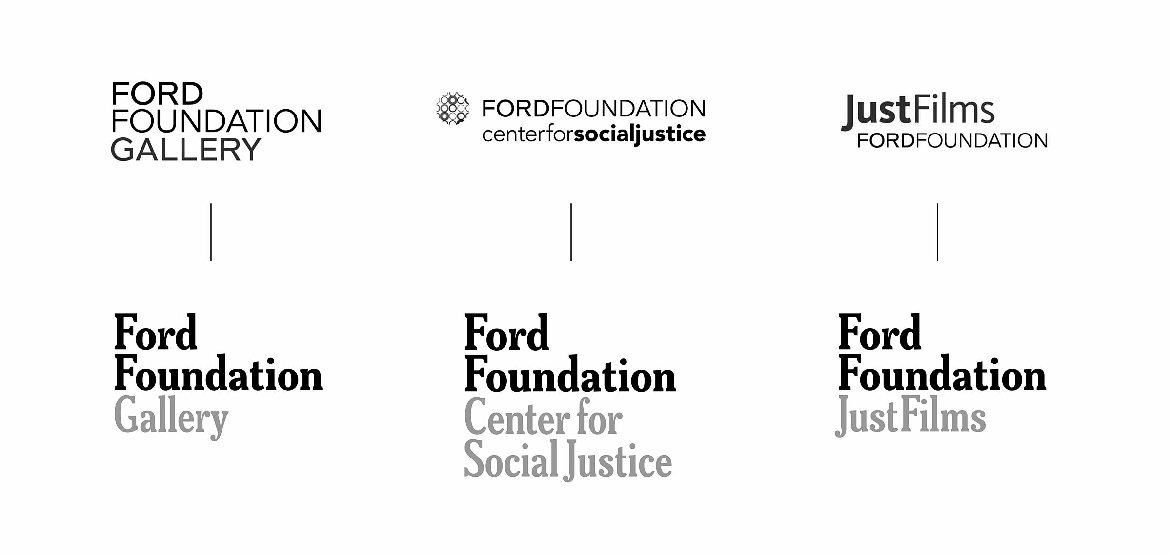 Before and after versions of Ford Foundation sub-brands