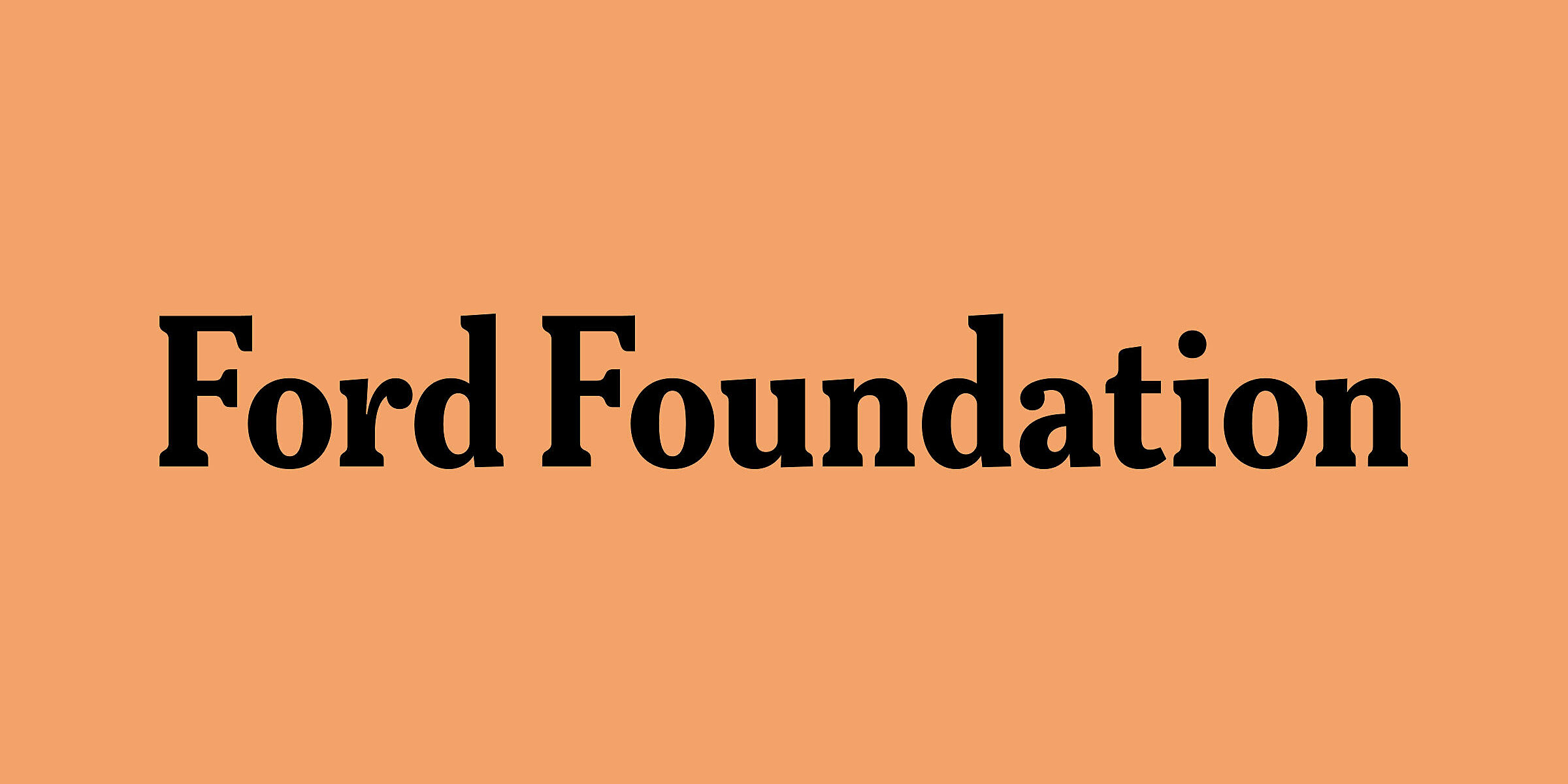Ford Foundation logo set in a black, serif font on an orange background